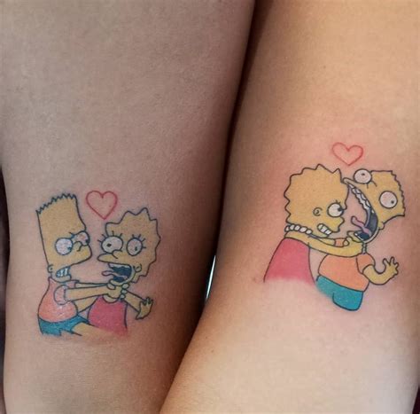 Bart And Lisa Simpson Simpsons Tattoo Cartoon Tattoos Sibling Tattoos