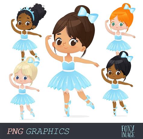Ballerina In A Blue Cute Ballet Characters African American Girls