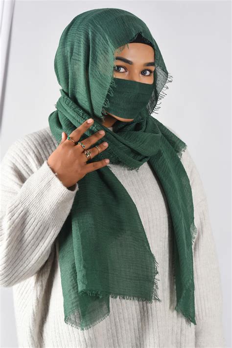 Moderate Green Crinkle Cotton Wrap My Hijab