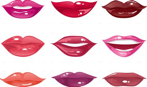 Set Of Female Lips On A White Background By Artbesouro Graphicriver