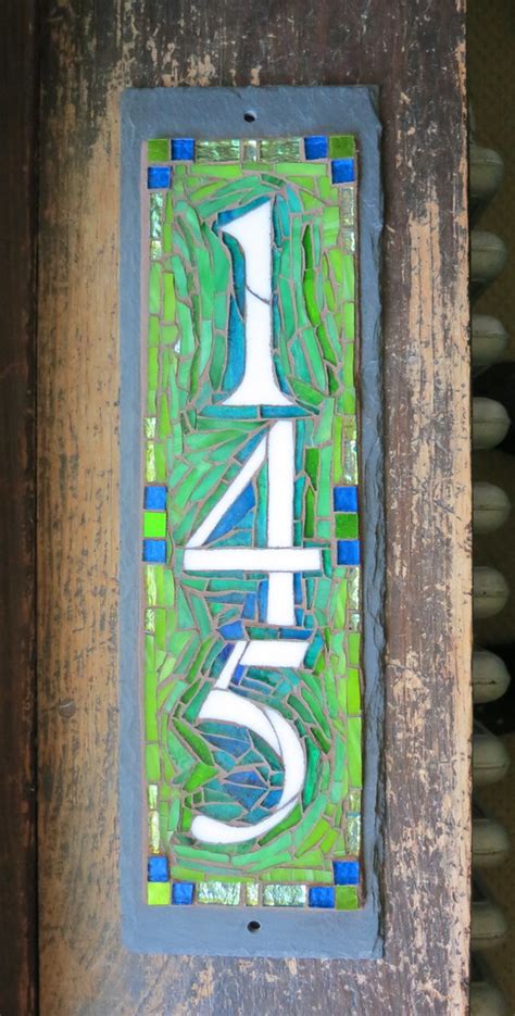 Custom Vertical House Number Plaque In Blue And Lime Green Flickr