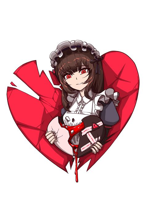 Safebooru 1girl Absurdres Apron Brown Hair Colorized Crushing Hair Ornament Heart Highres