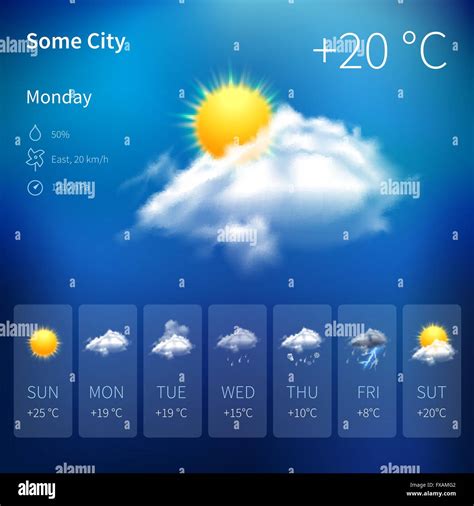 Realistic weather widget Stock Vector Image & Art - Alamy