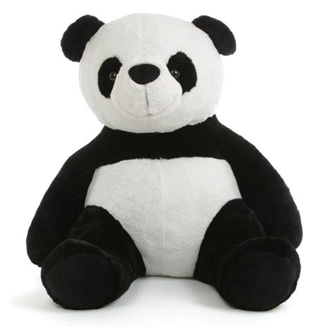 A Black And White Panda Bear Sitting Down