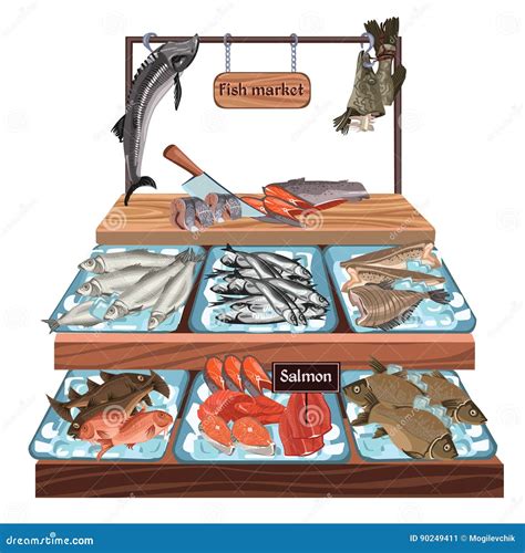 Set Of Seafood Market Emblems Design Element For Logo Label Emblem