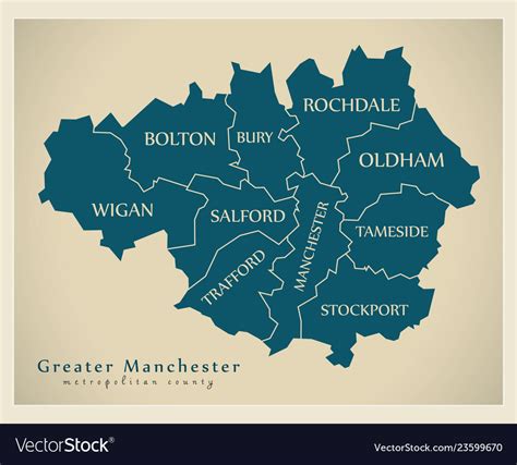 Modern Map Greater Manchester Metropolitan Vector Image