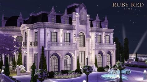 The Sims 4 Beverly Hills Mansion At Ruby Red Cc The Sims