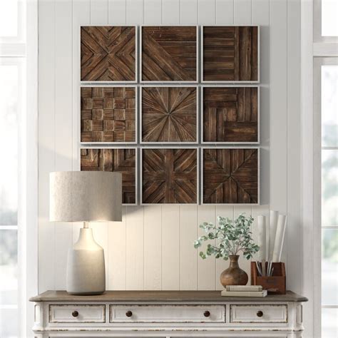 Birch Lane 9 Piece Rustic Wooden Square Wall Decor Set And Reviews Wayfair