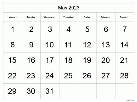 Printable May 2023 Calendar Free Printable Calendars