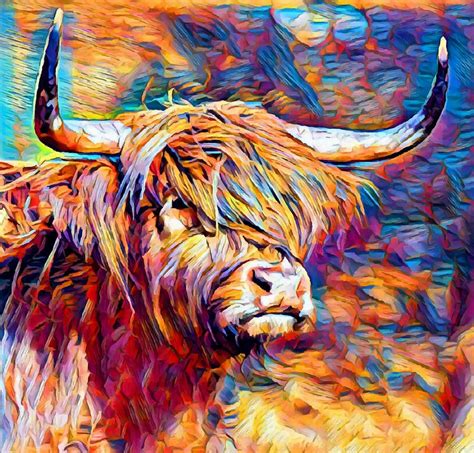 Pin By S Mah On Art Artful Animals ️ Cow Painting Highland Cow