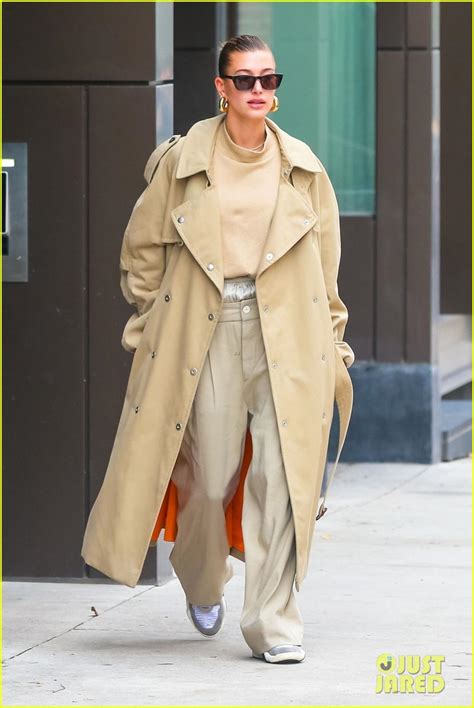 full sized photo of hailey bieber wears all beige ensemble while stepping out in nyc 01 hailey