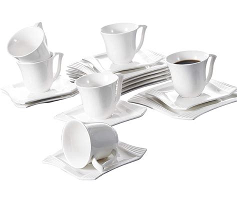Buy MALACASA Ivory White Cups And Saucers Set 18 Piece Porcelain White