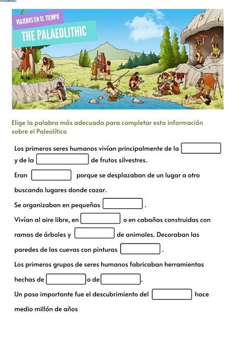 ficha paleolítico ficha interactiva history activities spanish lessons history class
