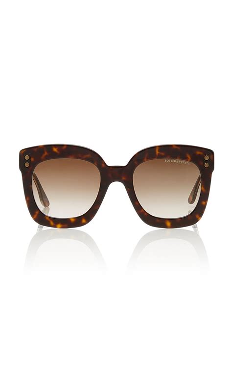 Tortoiseshell Square Frame Acetate Sunglasses Sunglasses Bottega