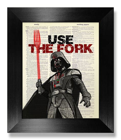 Star Wars Kitchen Wall Art Use The Fork Darth Vader Poster Funny