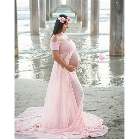 Maternity Dresses For Photo Shoot Solid Patchwork Chiffon Pregnancy Dress For Photography