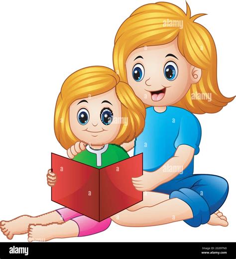 Mother And Daughter Reading Book Together On A White Background Stock Vector Image And Art Alamy