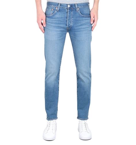 Levis Levis Premium 501 Slim Fit Tapered Light Blue Wash Denim Jeans