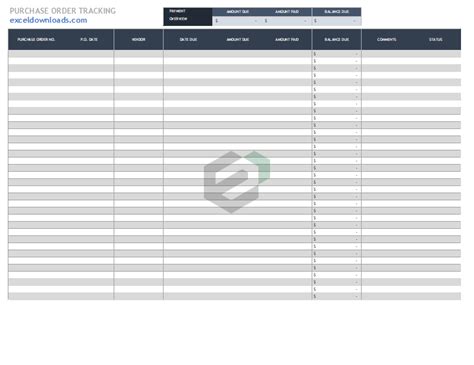 Excel Purchase Order Tracking Template