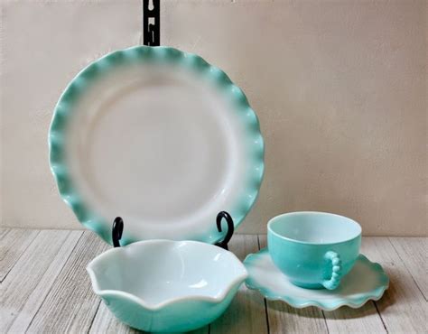 Vintage Hazel Atlas Blue Crinoline Dish Set Cup Saucer Etsy Dish
