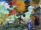 autumn 1924 Boris Mikhailovich Kustodiev Painting in Oil for Sale