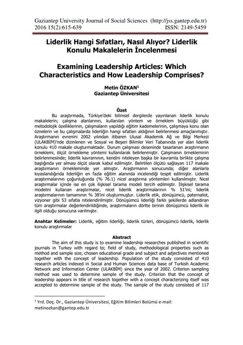 Pdf Examining Leadership Articles Which Characteristics And How