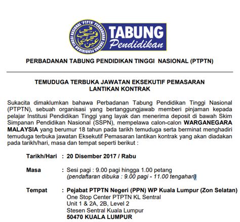 1 min to monorail station, a few stops on the. Temuduga Terbuka Terkini di PTPTN - Kelayakan Minimum SPM ...