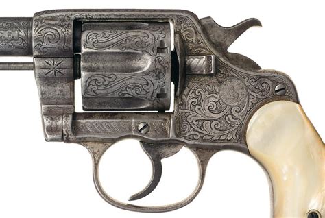 Rare Factory Engraved Colt New Service Revolver With Pearl Grips This