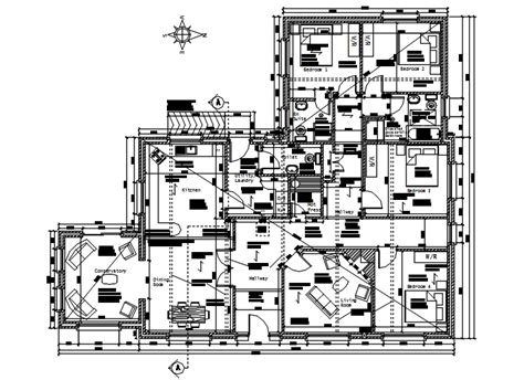 Bungalow Plan With Detail Dimension In Dwg File Cadbull