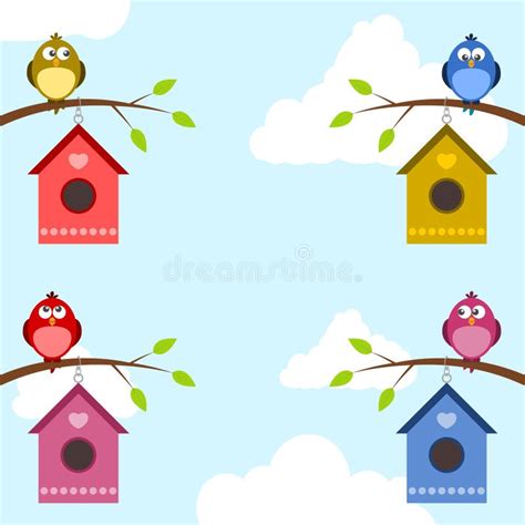 Cute Birds Design Elements Set Stock Vector Illustration Of
