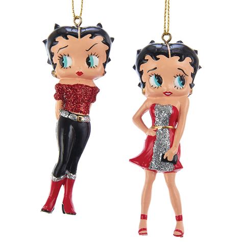 Glittering Betty Boop Christmas Tree Ornaments Set Of 2 Collections