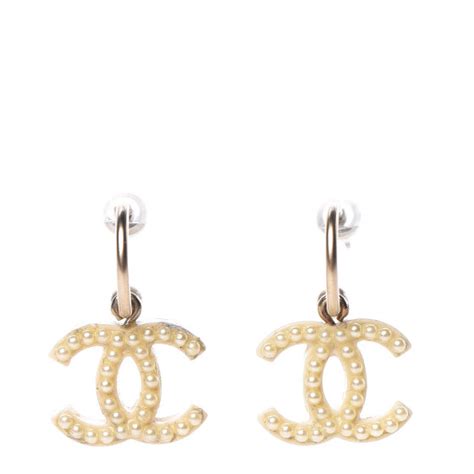 Chanel Pearl Resin Cc Dangle Earrings Gold 452076 Fashionphile