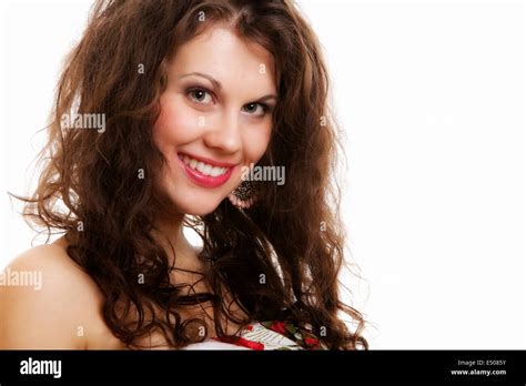 Portrait Of Beautiful Girl Long Curly Hair Stock Photo Alamy