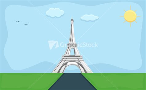 Eiffel Tower Cartoon Background Vector Stock Image