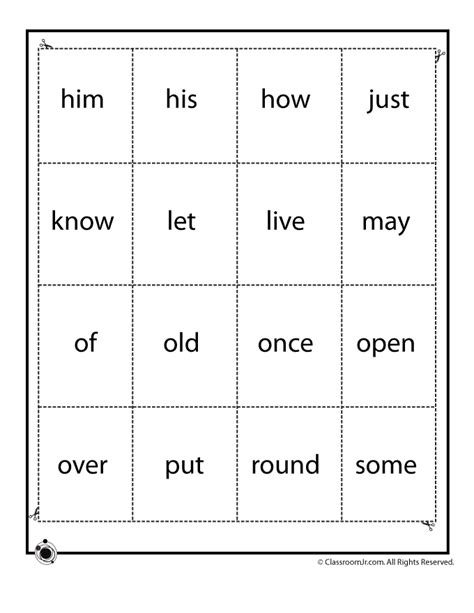 Free Printable 1st Grade Sight Words Flash Cards