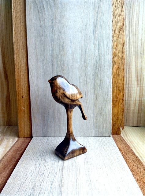 Robin Birdie Wooden Bird Figurine Hand Carved Sculpture Hand Made