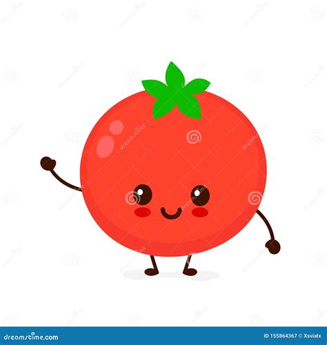 Happy Cute Smiling Tomato Vector Stock Vector Illustration Of Face