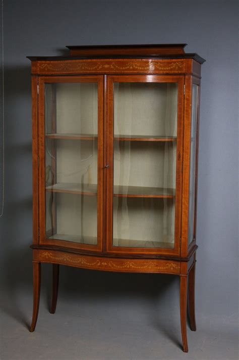 Antique solid cherry wood curio cabinet. Edwardian Display Cabinet - Antiques Atlas