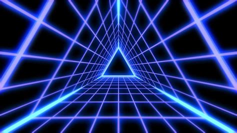 Retro Futuristic 80s Vaporwave Triangle Grid Synthwave Tunnel Digital