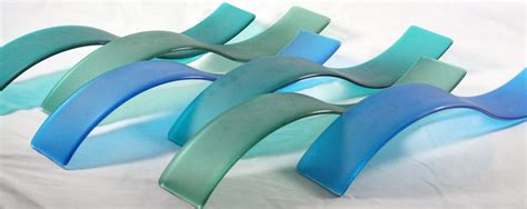 Buy A Hand Crafted Fused Glass Wall Art Wave Sculpture Sea Glass Set Of 6 Made To Order