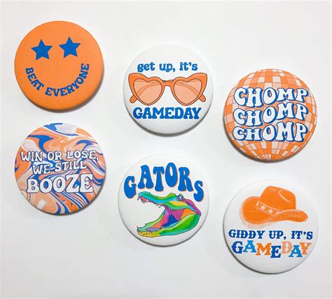 This Bundle Comes With 6 Unique And Colorful Gameday Buttons Each Pin Is