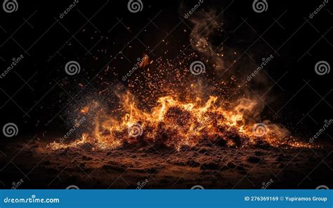 Glowing Bonfire Igniting Nature Violent Inferno Wave Generated By Ai