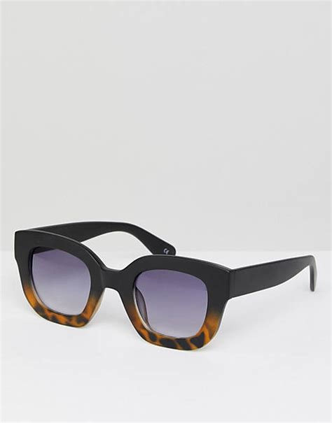 Asos Chunky Square Cat Eye Sunglasses With Black Tort Fade Frame Asos