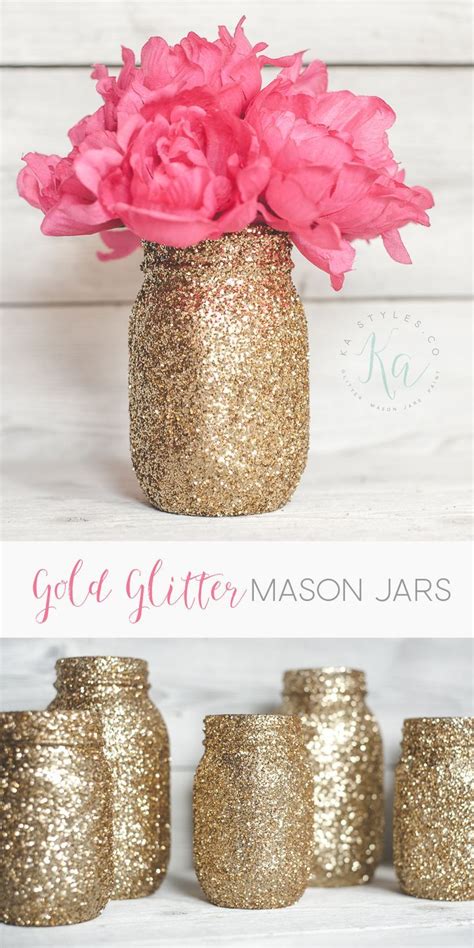 Gold Glitter Mason Jars Gold Glitter Mason Jar Mason Jar Diy
