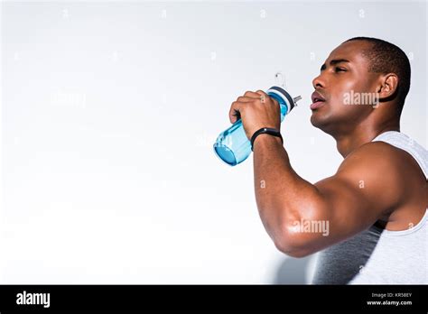 Young African American Sportsman Drinking Water Stock Photo Alamy