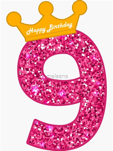 happy birthday art girls 9th party 9 years old bday sticker for sale by melsens redbubble