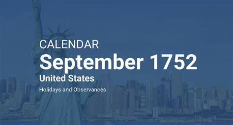 September 1752 Calendar United States