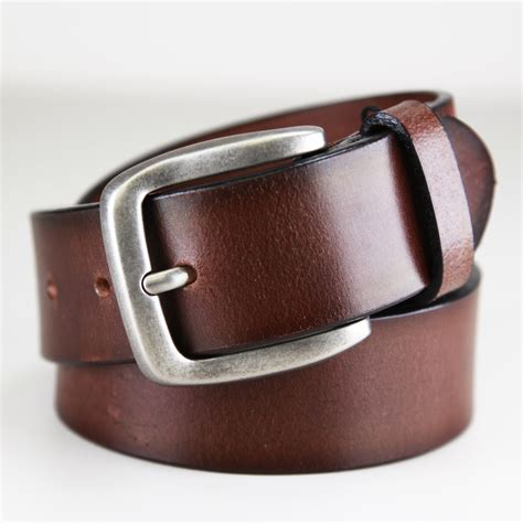 Lebrutt Genuine Mens Leather Belt Casual Jeans Belt For Men Denim Fit