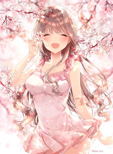 Cute Anime Girl With Flowers