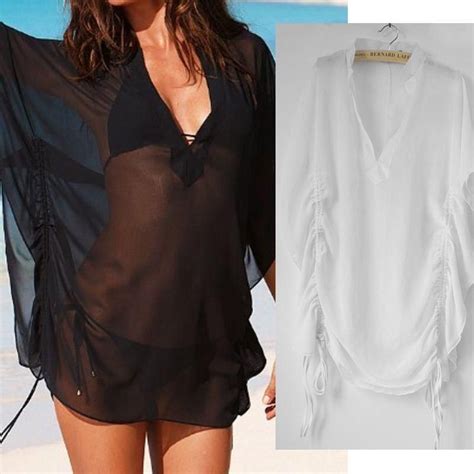 2020 2016 New Sexy Women Summer Dress Loose See Through Chiffon Bikini Beach Cover Up Swimwear